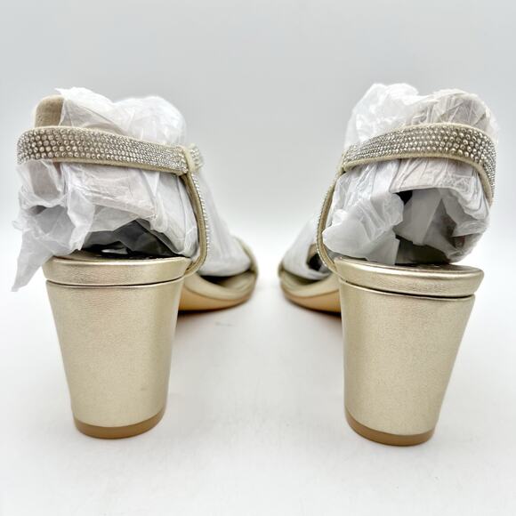 Naturalizer Womens Vanessa Heel US 8 M Gold Champagne Leather Rhinestone NIB - Picture 10 of 13